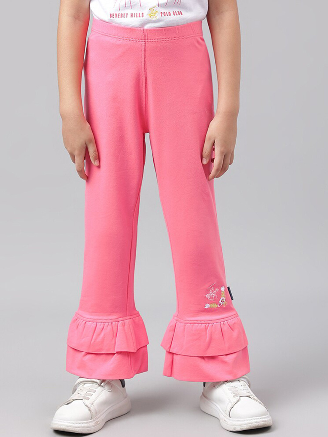 Beverly Hills Polo Club Girls Ruffled Cotton Regular Trousers