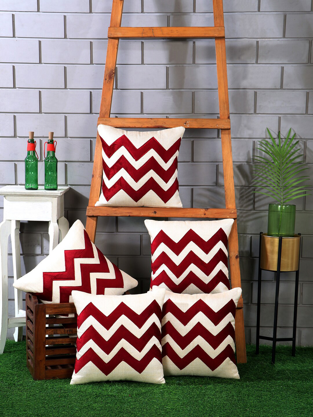 Nendle Hypoallergenic & Eco-Friendly 5 Pcs Patchwork Cushion Covers -16x16In