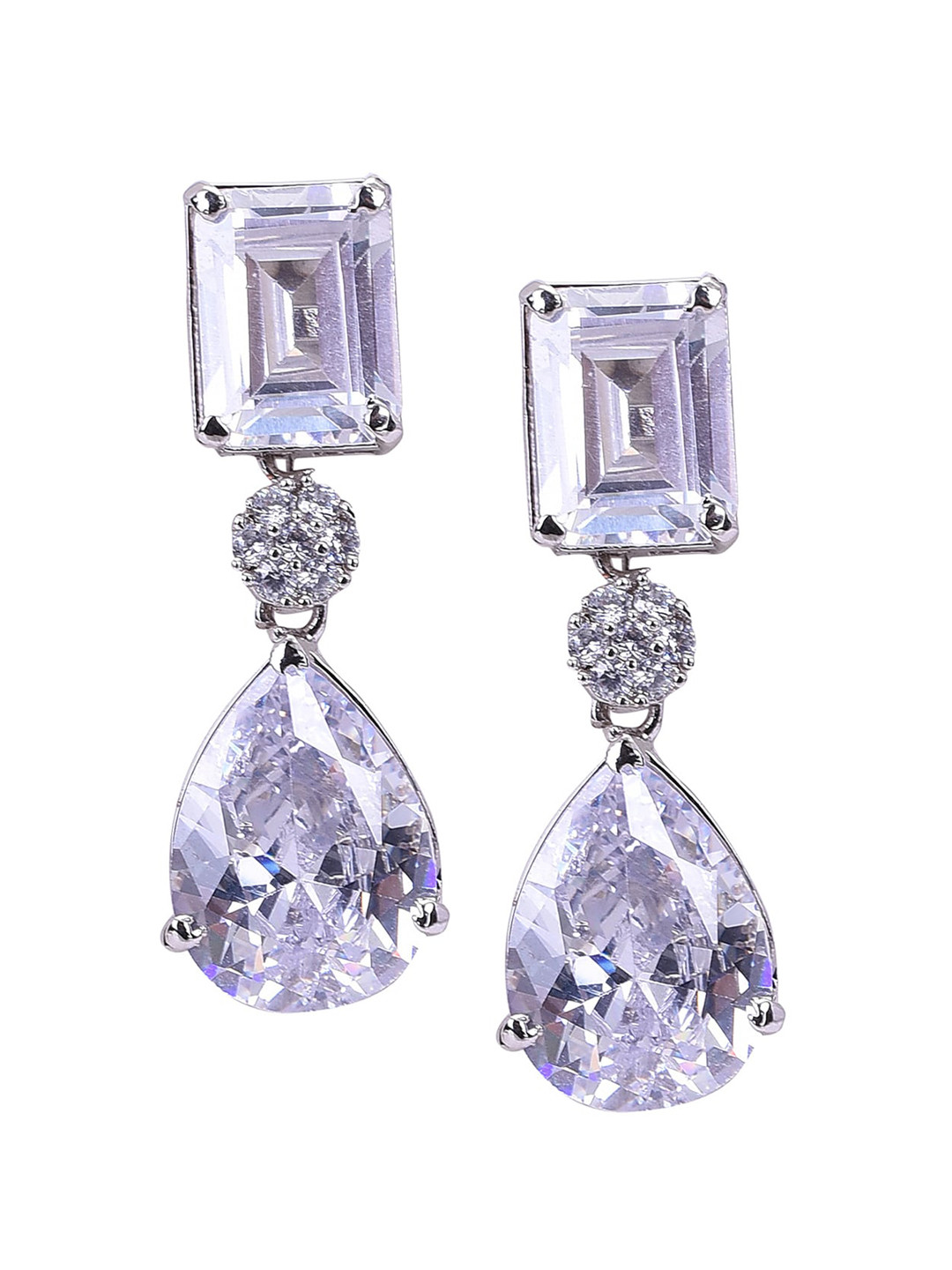 RATNAVALI JEWELS Silver-Plated Teardrop Shaped Drop Earrings