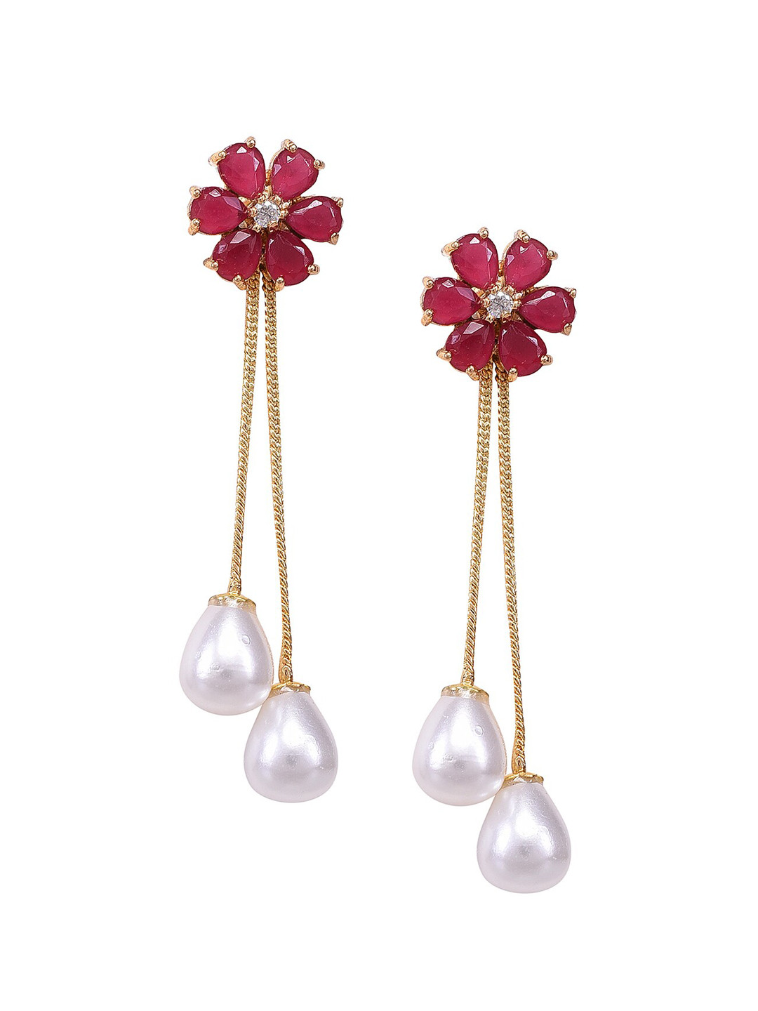 RATNAVALI JEWELS Floral Drop Earrings