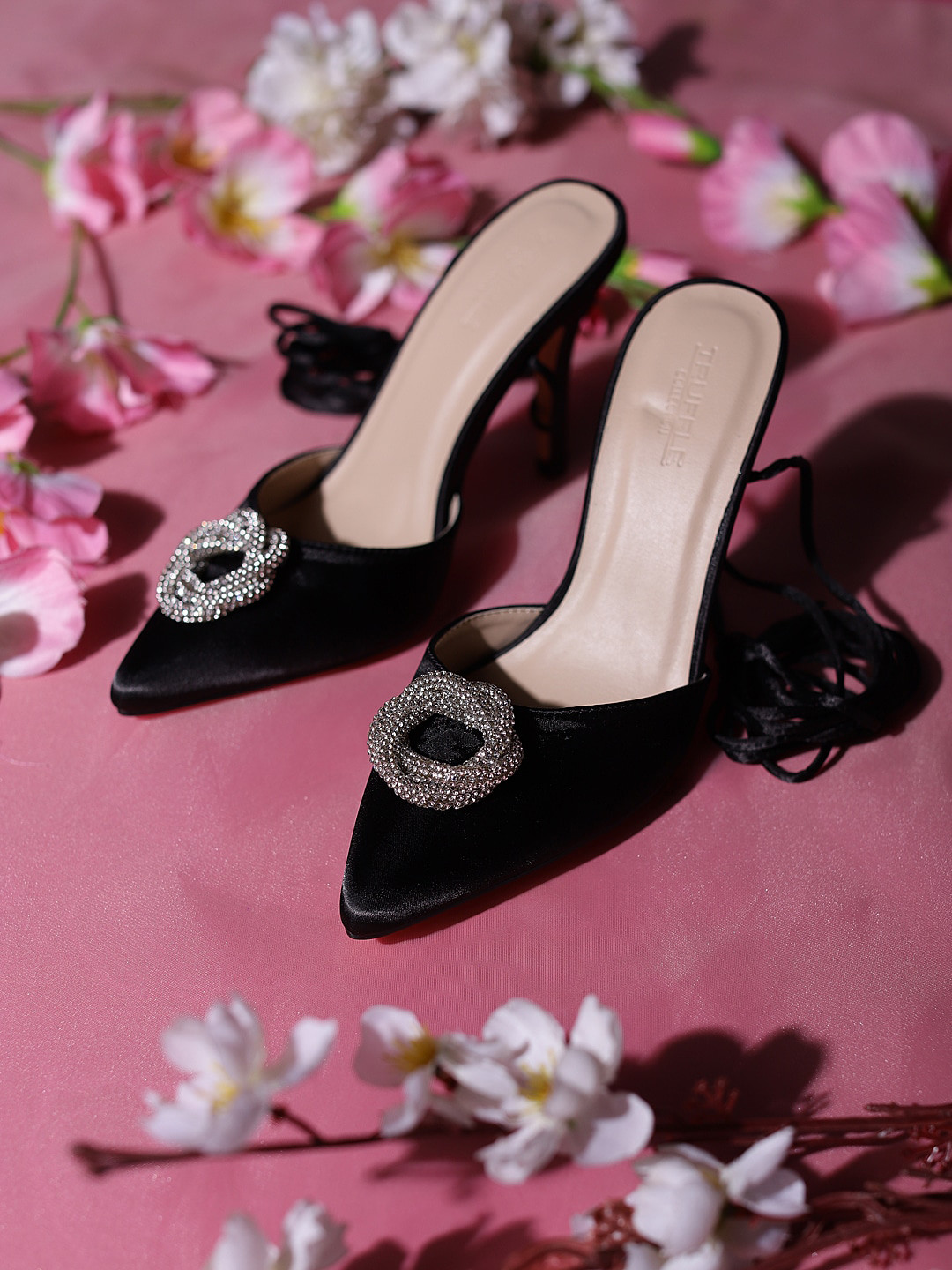 Truffle Collection Embellished Block Gladiators Heels
