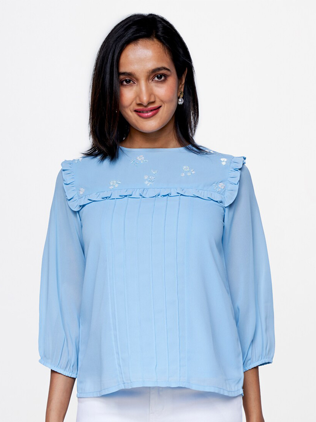 AND Floral Embroidered Regular Top