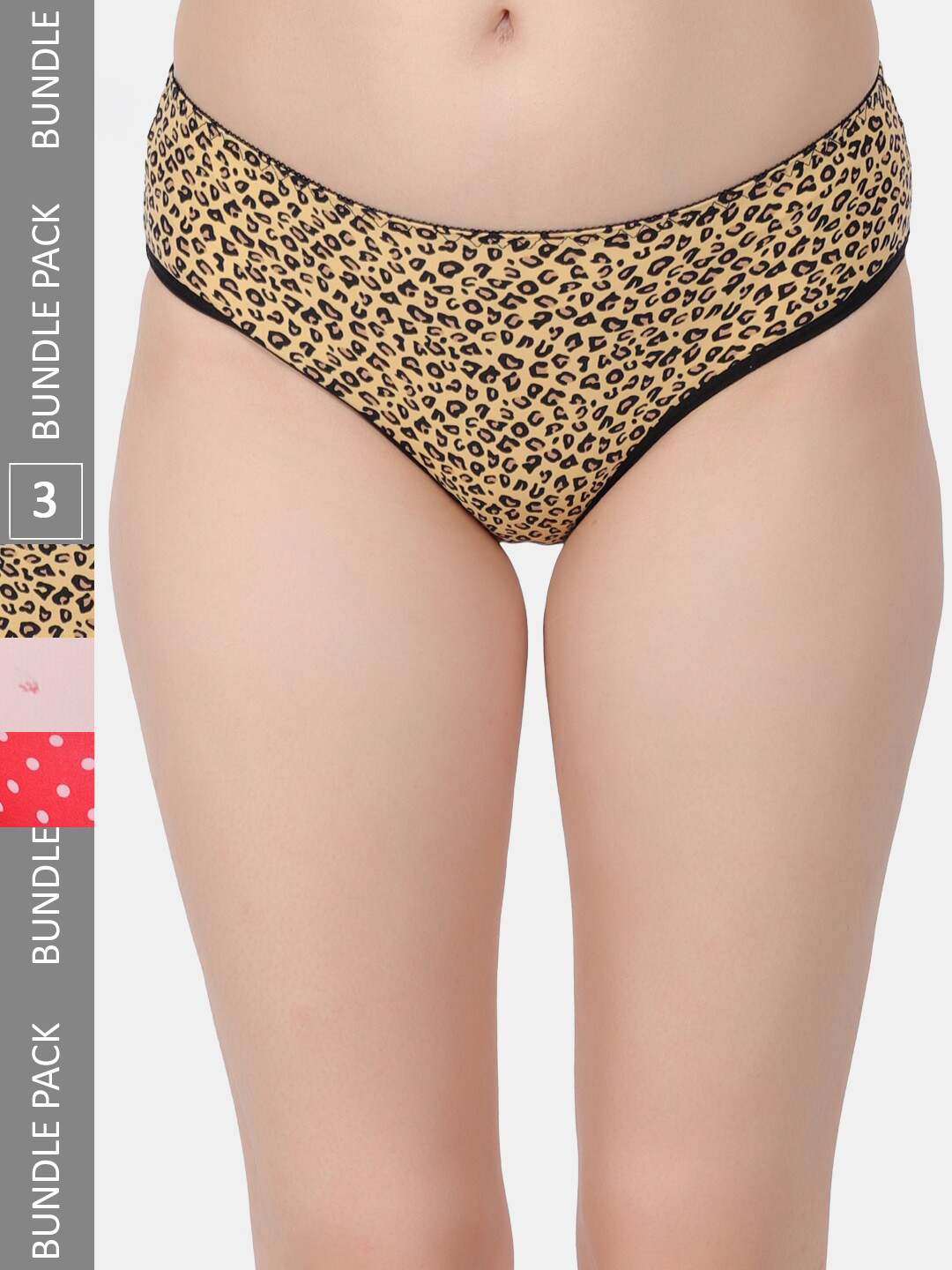 Amour Secret Pack Of 3 Printed Leak Proof Hipster Briefs P2013_Ylw_Red_Lpnk