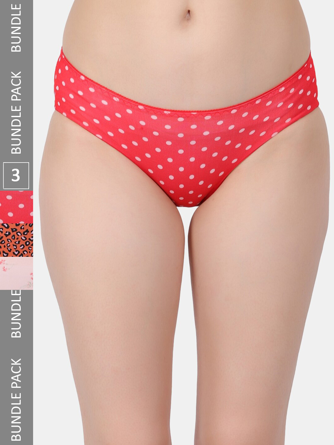 Amour Secret Pack Of 3 Printed Leak Proof Bikini Briefs P2013_Red_Org_Lpnk