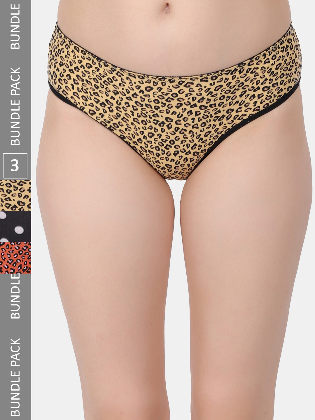 Amour Secret Pack Of 3 Printed Leak Proof Bikini Briefs P2013_Ylw_Org_Blk