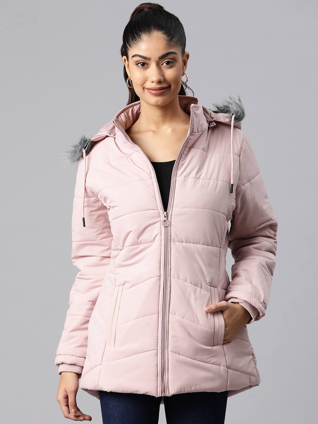 Buy Foreign Culture By Fort Collins Insulator Longline Parka Jacket With  Detachable Hood - Jackets for Women 23779060