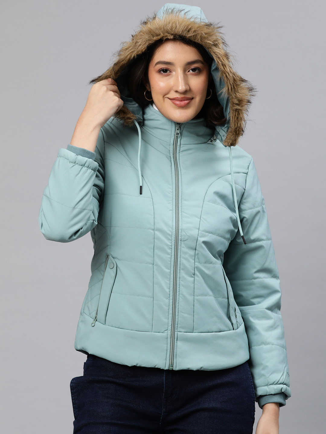 Foreign Culture By Fort Collins Solid Detachable Hood Parka Jacket
