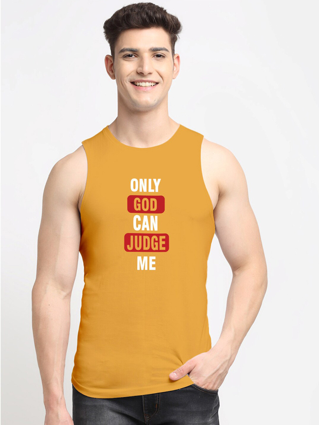 Friskers Typographic Printed Pure Cotton Sleeveless Innerwear Vest AE295-26-S