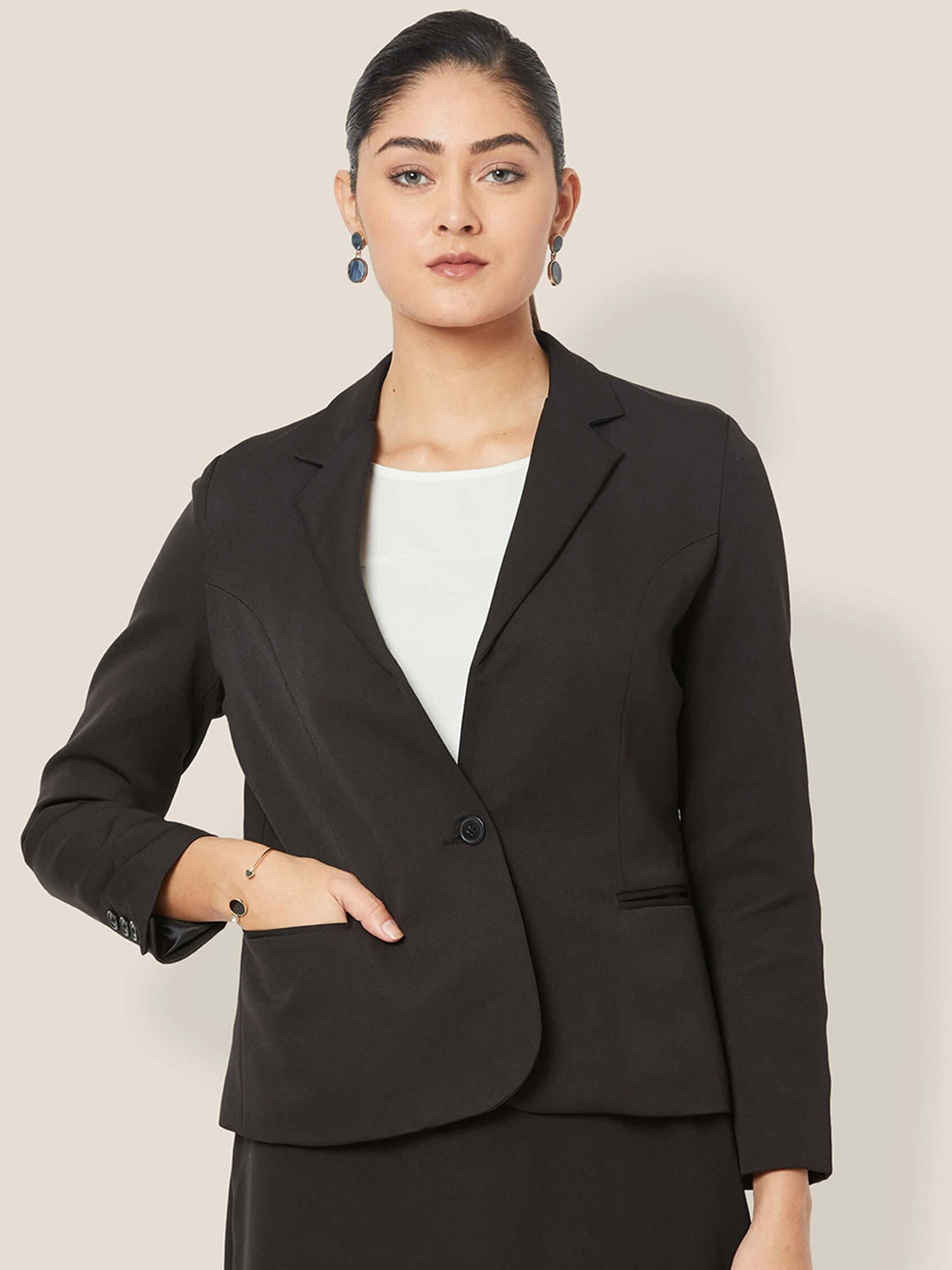 SALT ATTIRE Comfort-Fit Single-Breasted Casual Blazer