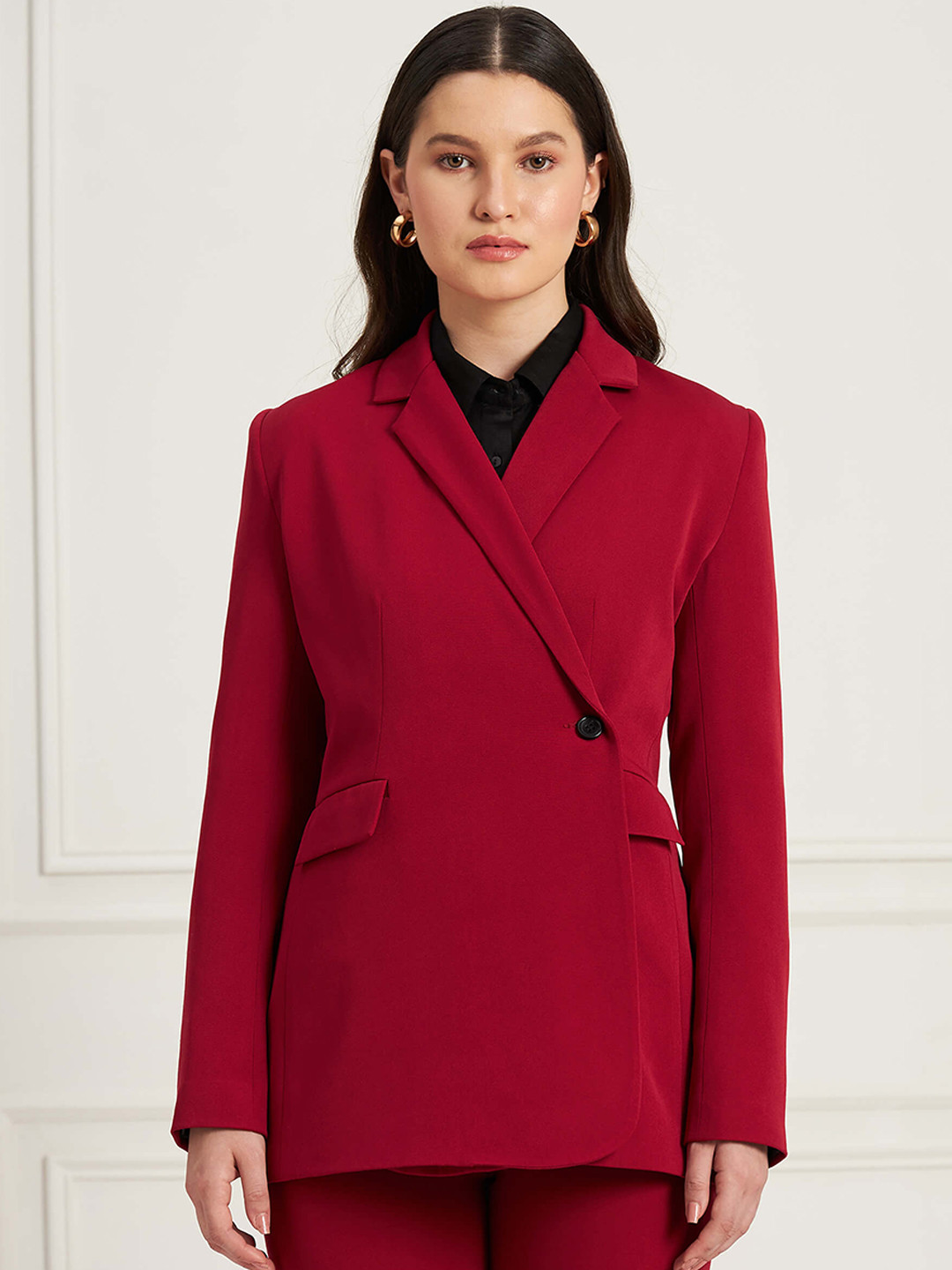 SALT ATTIRE Double-Breasted Anti-Wrinkle Comfort-Fit Blazer