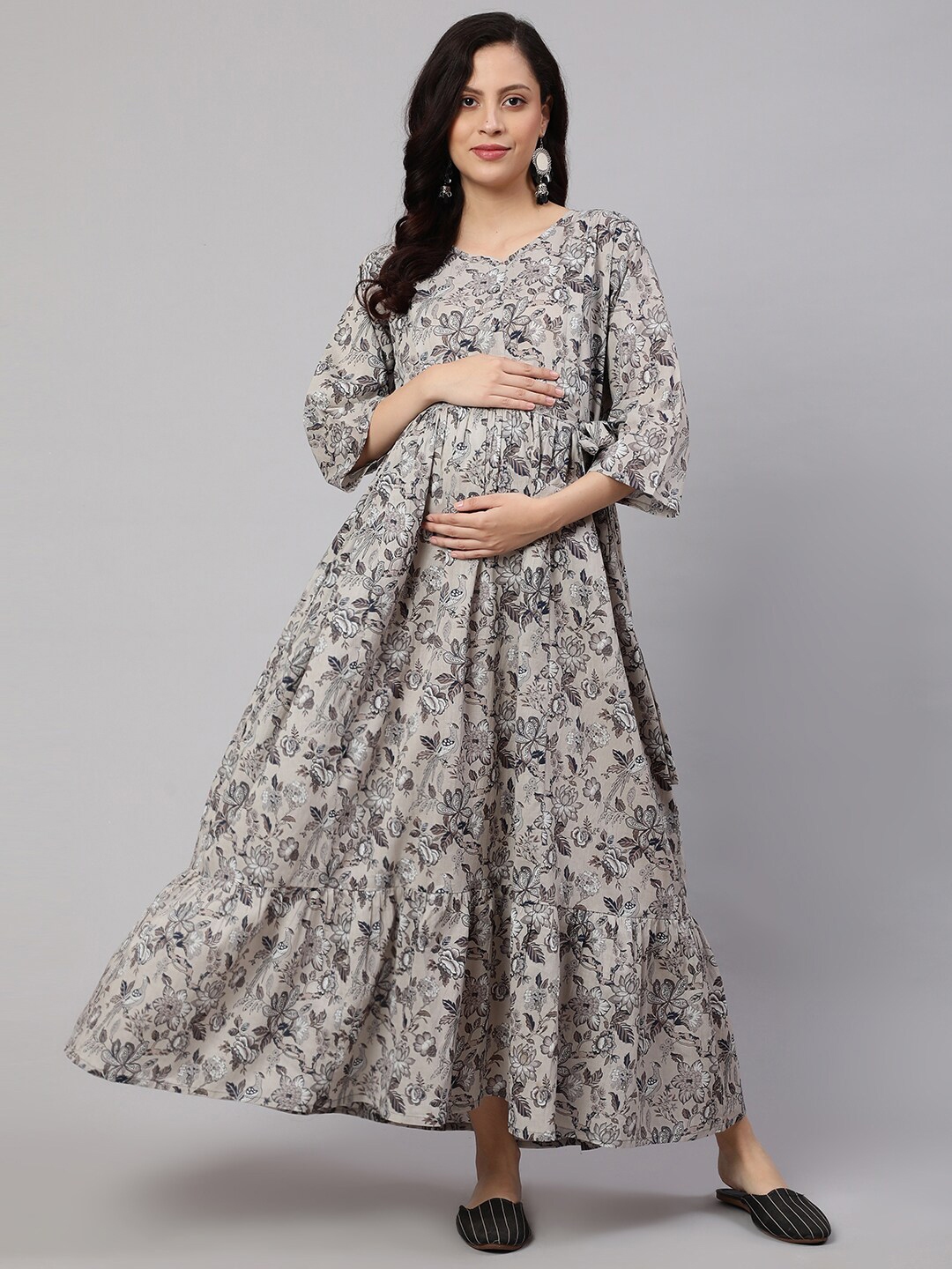 Buy Nayo Ethnic Motifs Print Bell Sleeve Maternity Feeding Maxi Dress Dresses for Women 23783266 Myntra