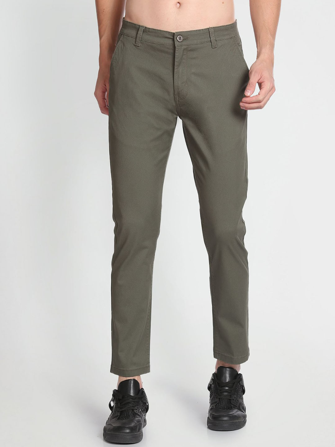 Flying Machine Men Tapered Fit Mid-Rise Plain Cotton Chinos