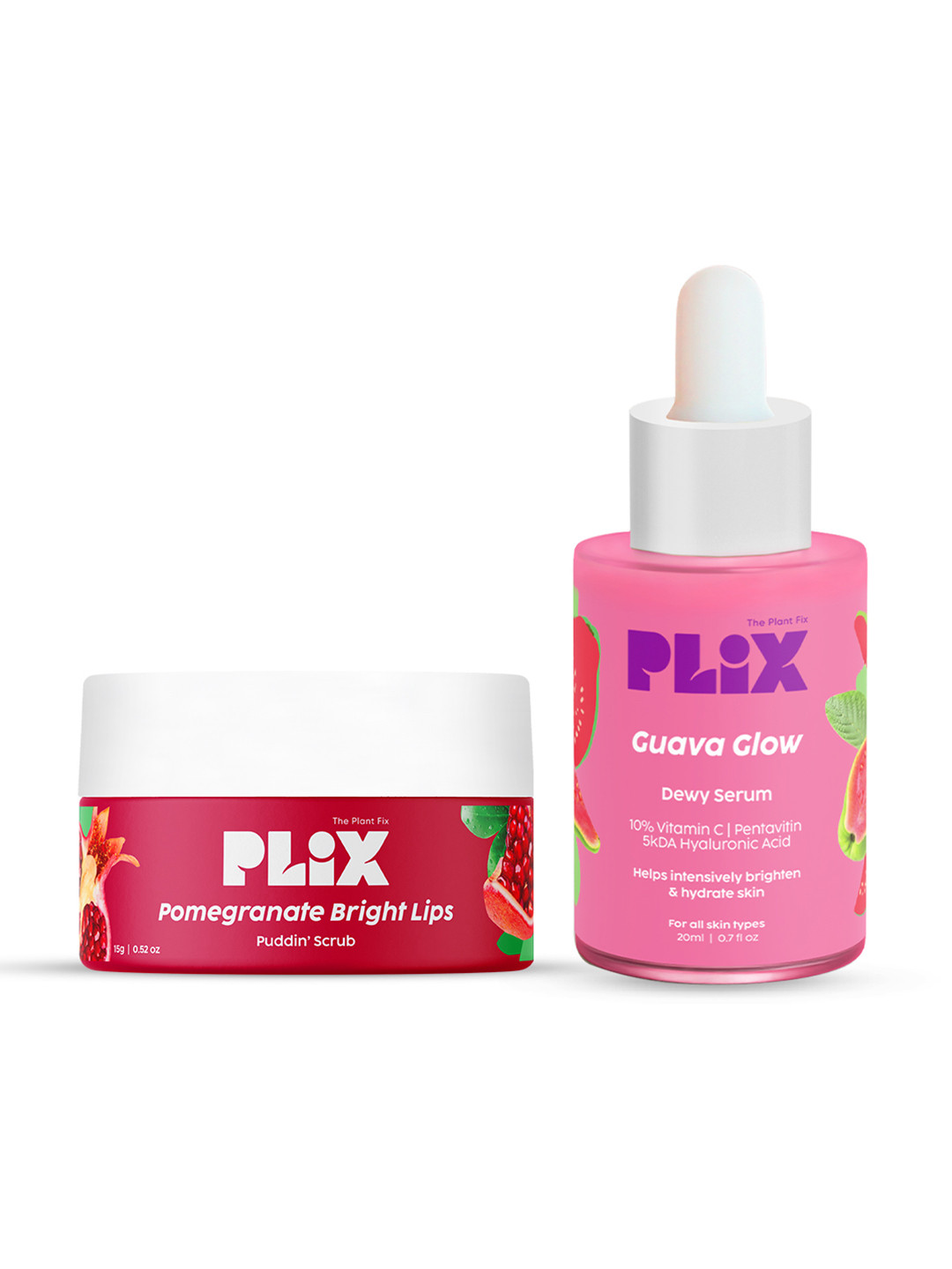 PLIX THE PLANT FIX Pomegranate Exfoliating Lip Scrub & Guava Glow Serum