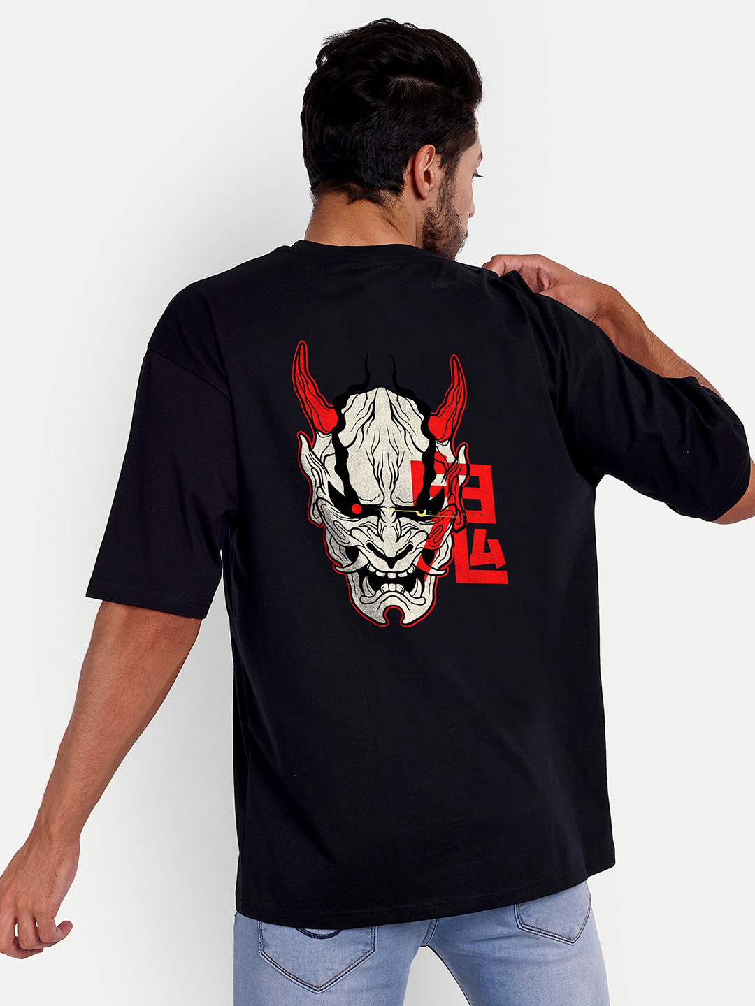 Bloopers Store Men Black Printed Applique Loose T-shirt