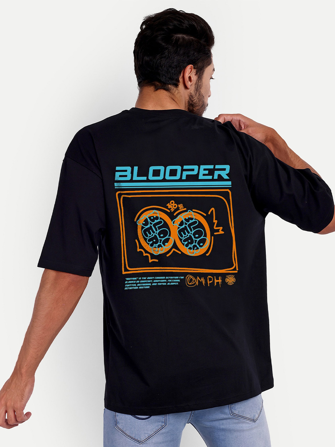 Bloopers Store Men Black Printed Loose T-shirt