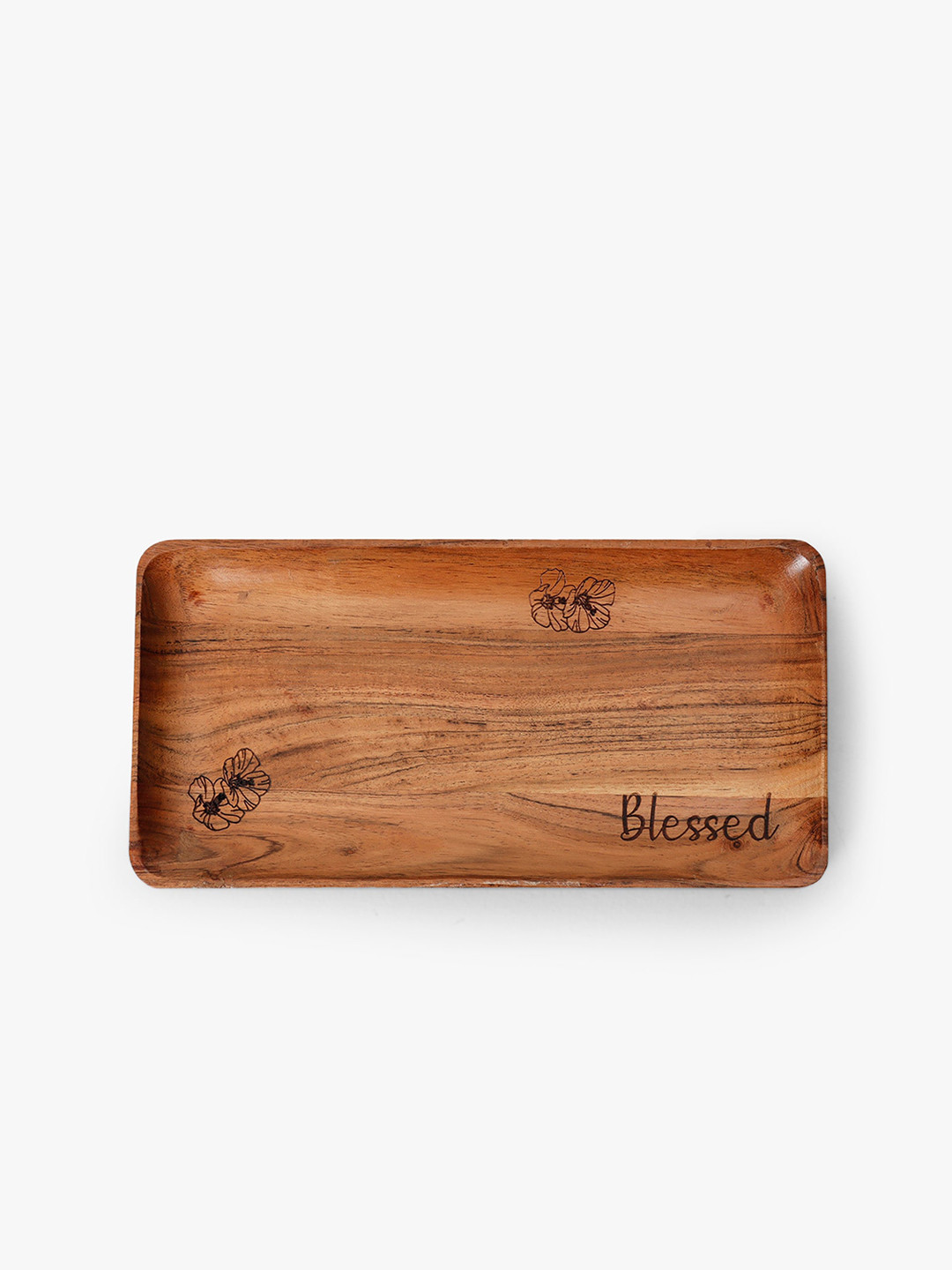 CASA DECOR Brown Scripted Blessed Wooden Tray
