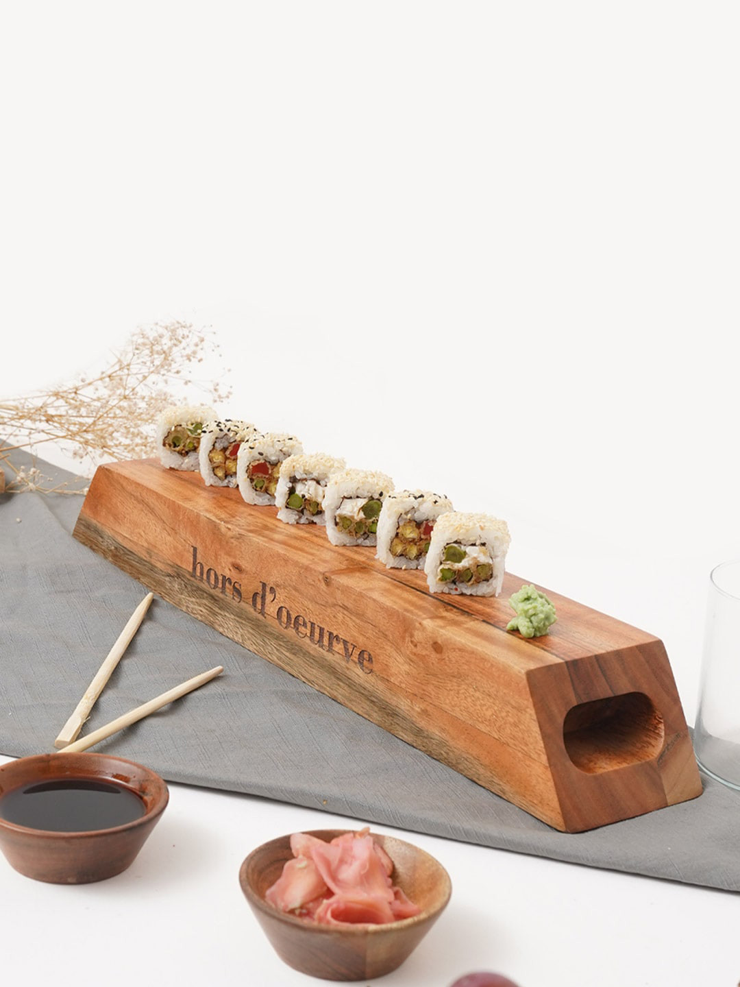 CASA DECOR Brown Wooden Rectangle Tray