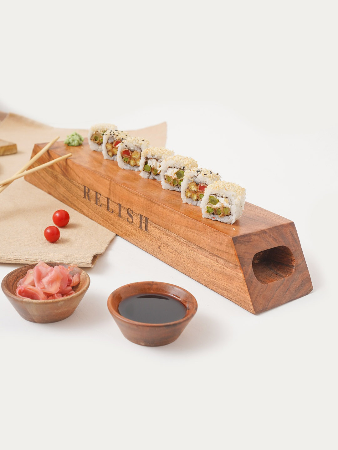 CASA DECOR The Relish Brown Wooden Rectangle Tray