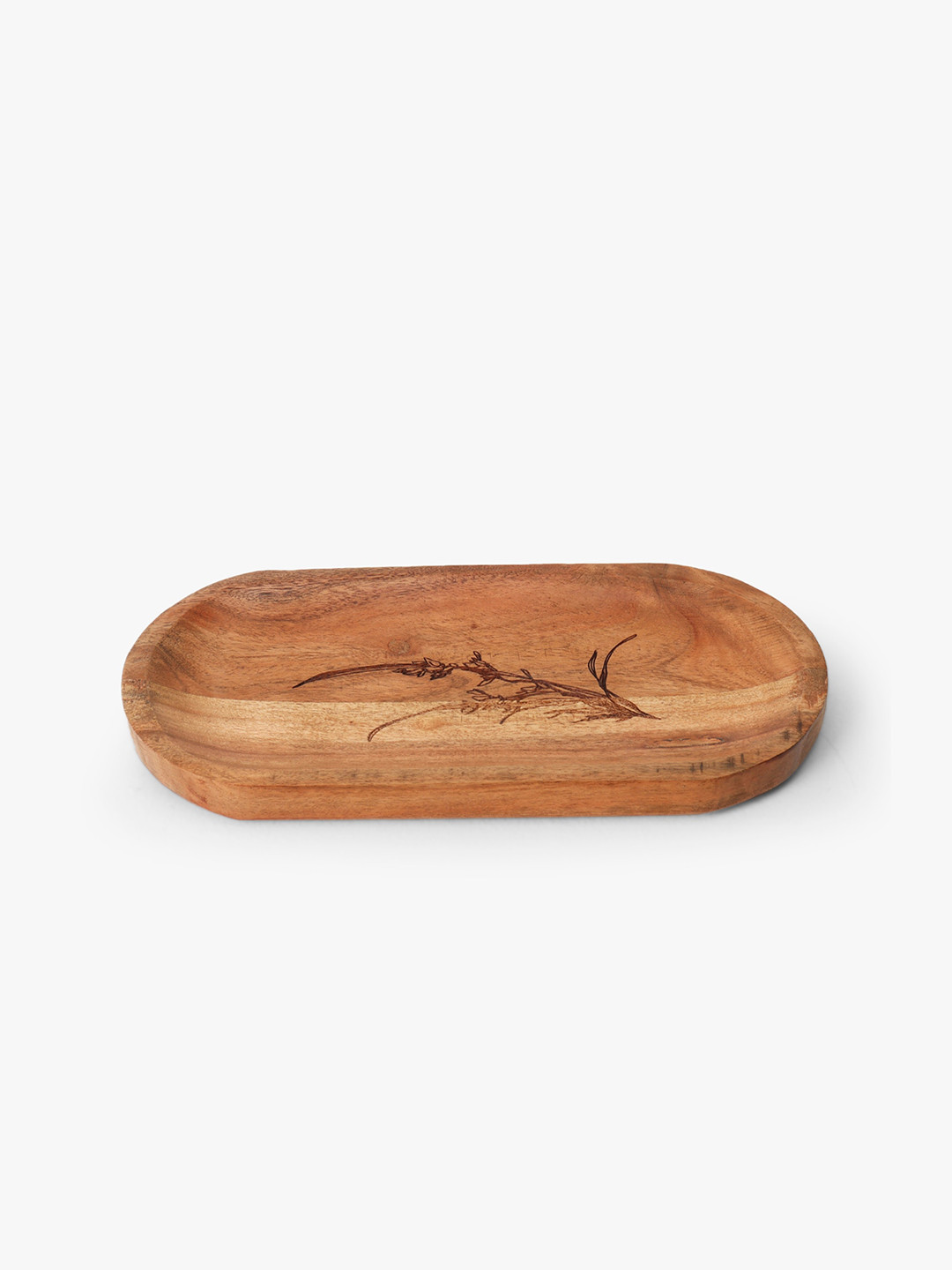 CASA DECOR Botanical Bliss Brown Wooden Serving Tray