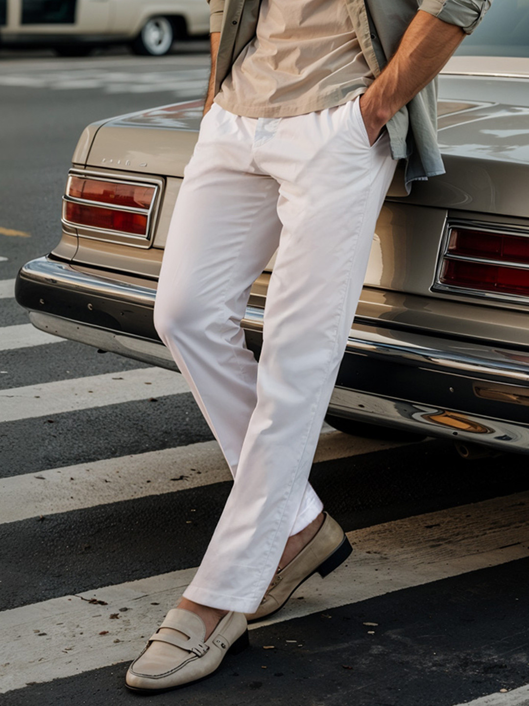 KINGDOM OF WHITE Men Classic Pure Cotton Chinos
