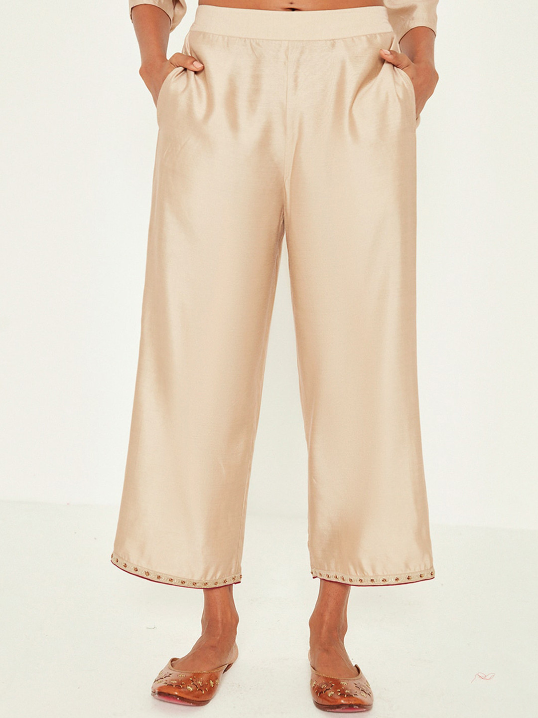 Ancestry Women Straight Fit Pleated Culottes Trousers