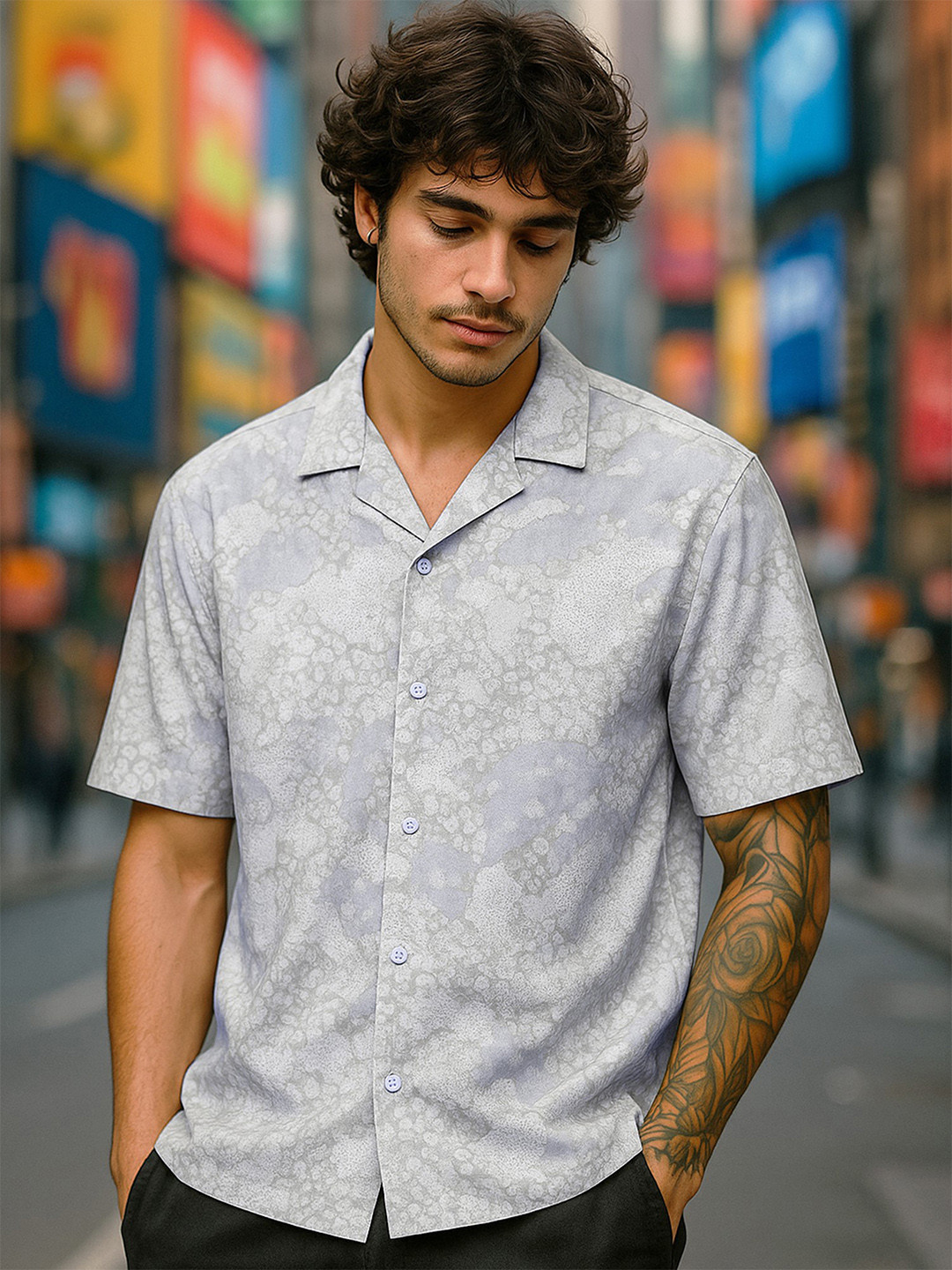 Maniac Trim Boxy Floral Printed Casual Shirt