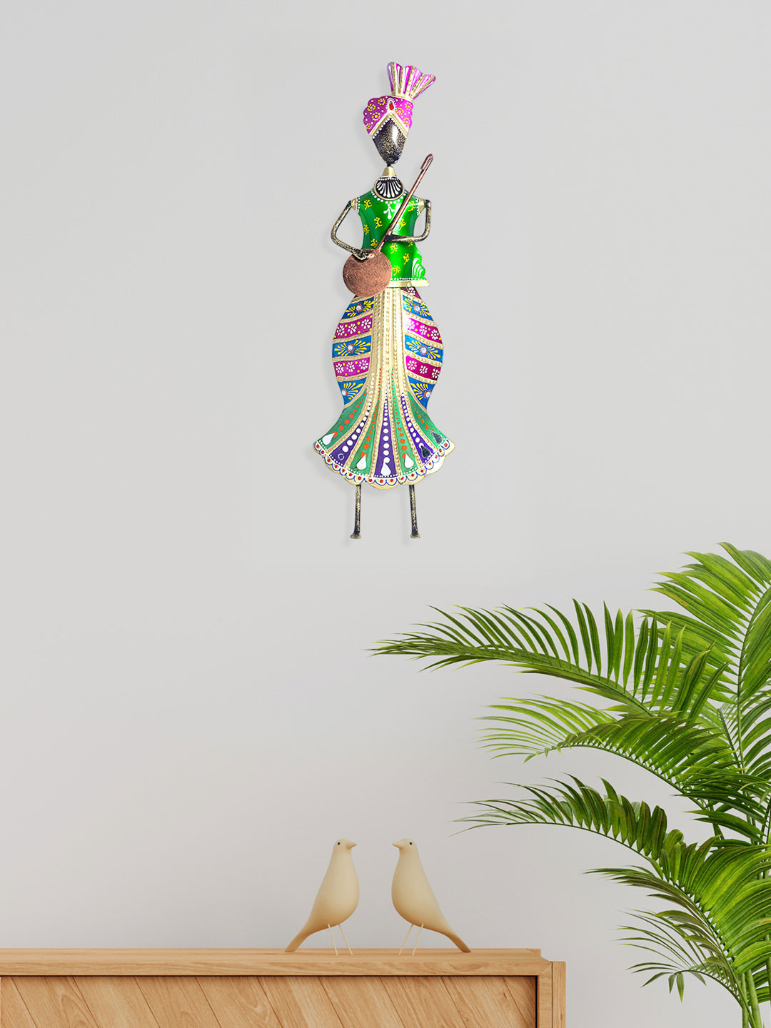 Golden Peacock Peacock Metal Ethnic Motifs Glossy Hanging Hall Wall Hangings-17.9In