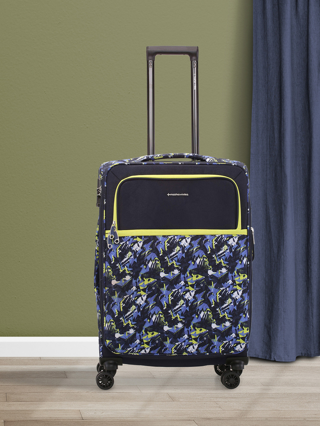 Nasher Miles Unisex Printed Water Resistant Soft-Sided Cabin Trolley Suitcase
