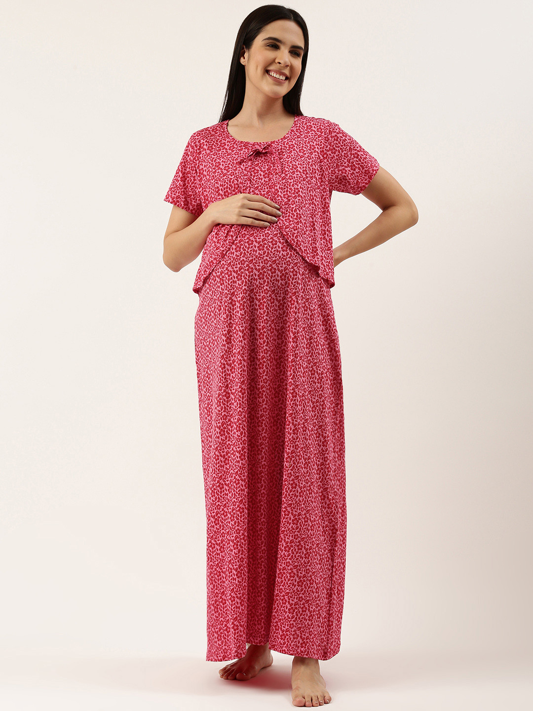 Nejo Floral Printed Maternity Maxi Nightdress