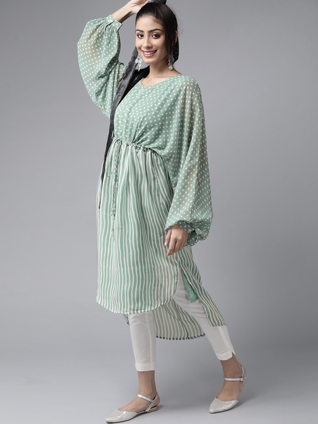 Juniper Geometric Printed Pure Georgette A-Line Kurta