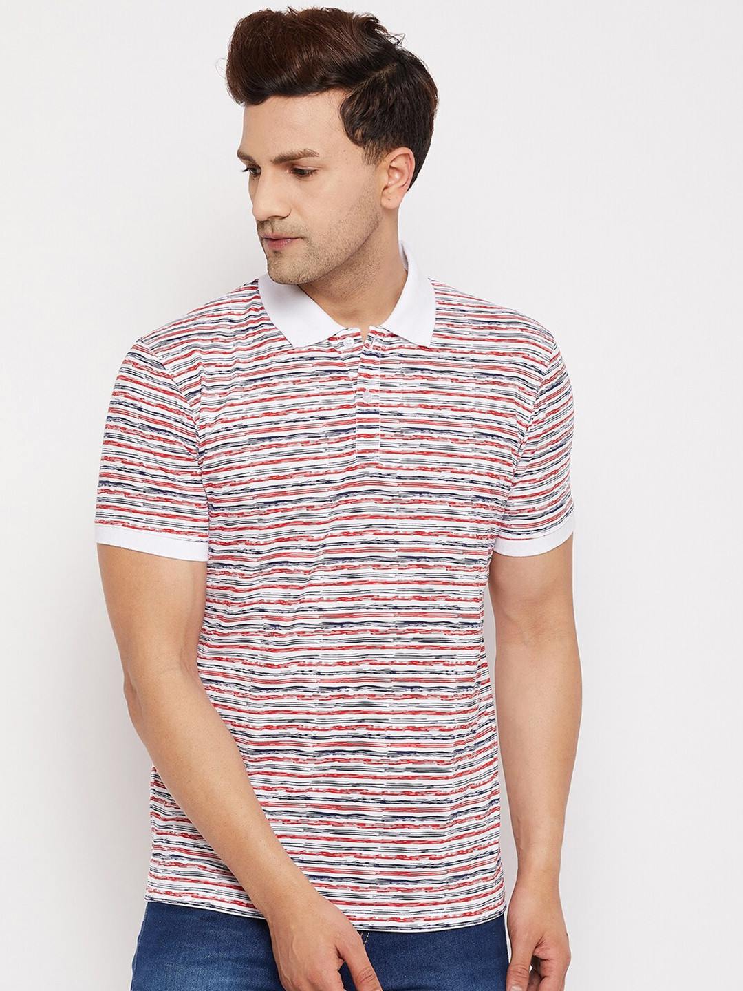 WILD WEST Striped Polo Collar T-shirt