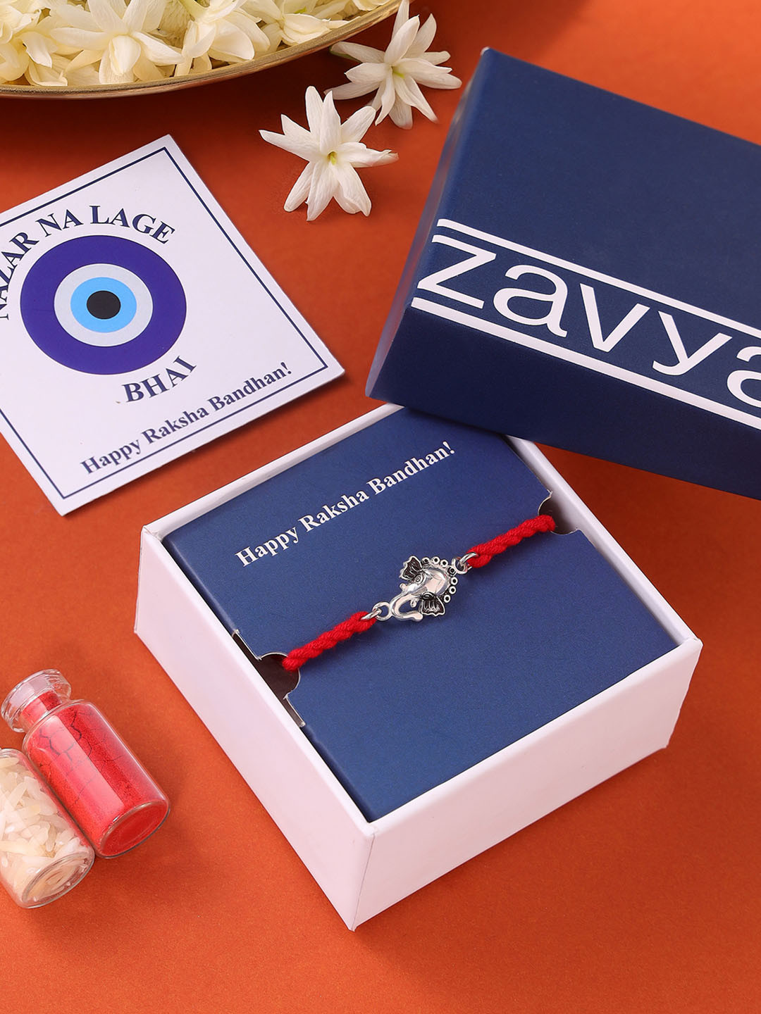 Zavya 925 Sterling Silver Ganesh Charm Wraparound Brother Rakhi