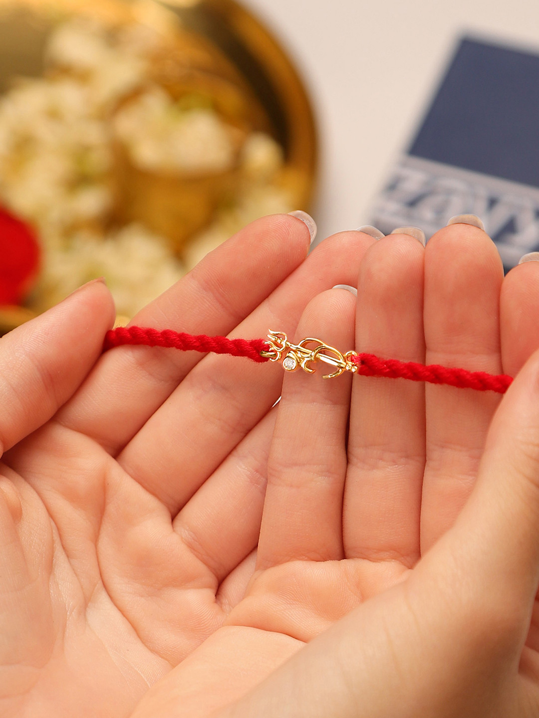 Zavya 925 Sterling Silver Om & Thrishul Threaded Brother Rakhi