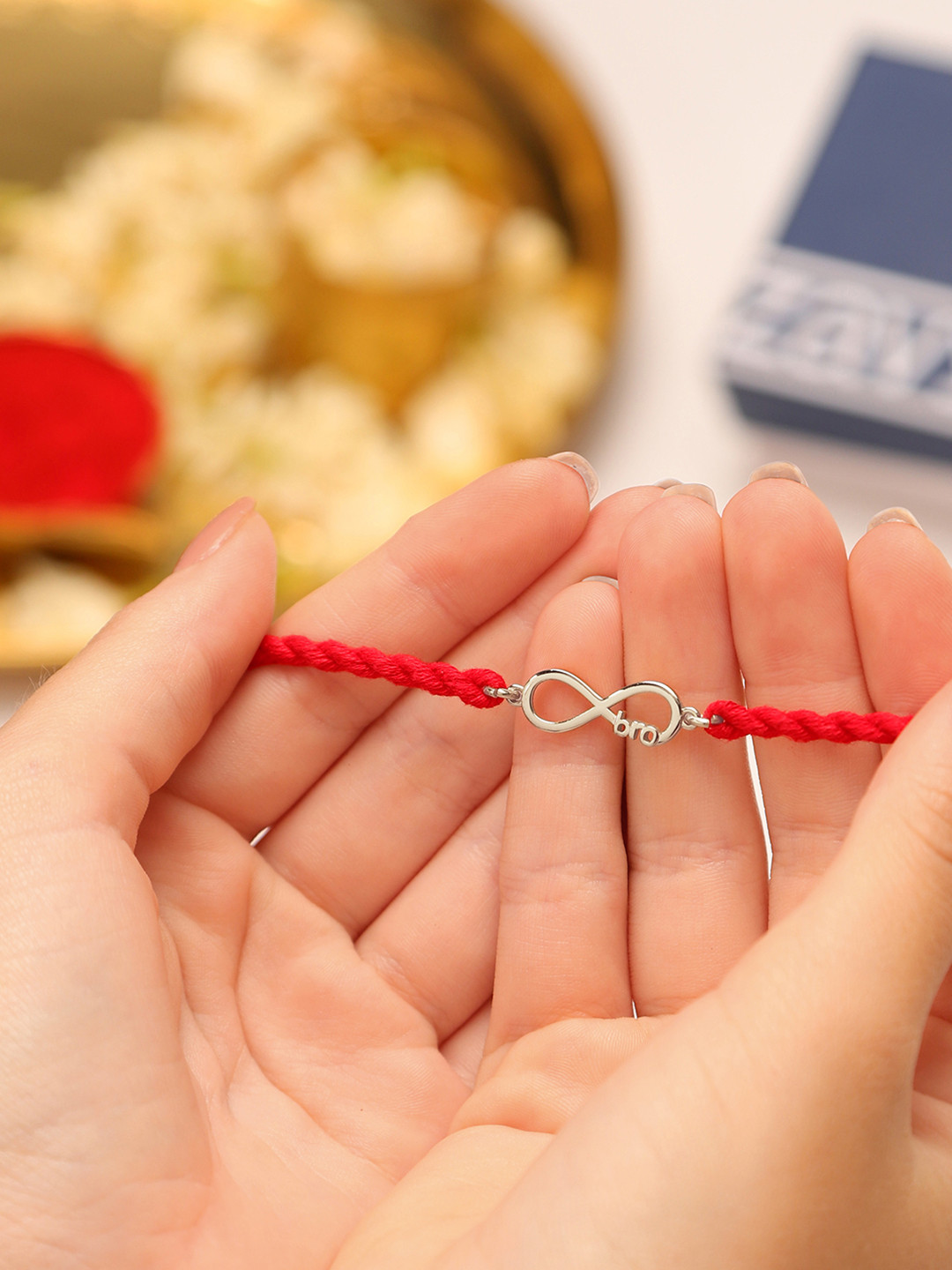 Zavya 925 Sterling Silver Infinity Charm Rhodium Plated Brother Rakhi