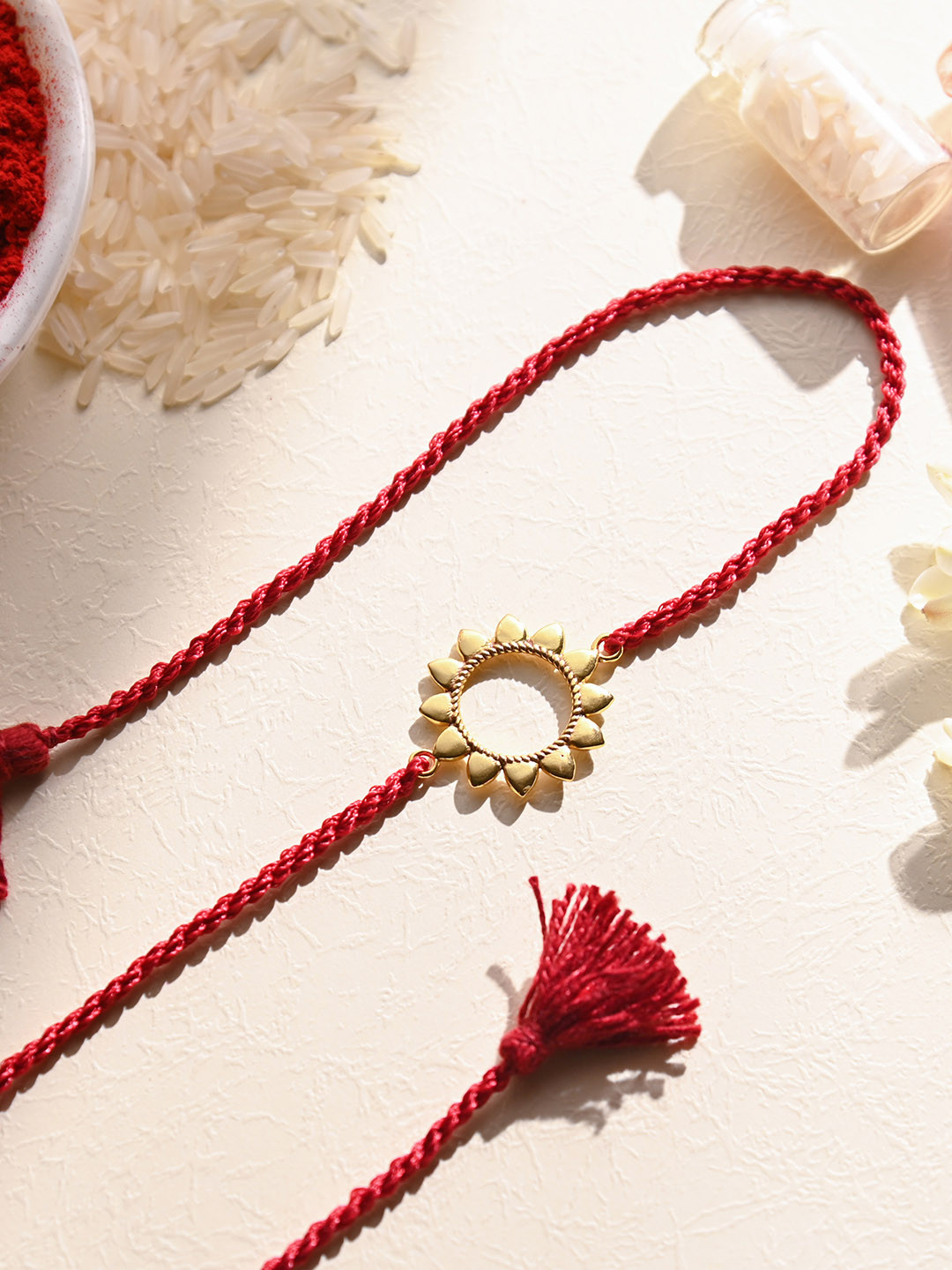 Zavya 925 Sterling Silver Gold-Plated Sun Thread Rakhi