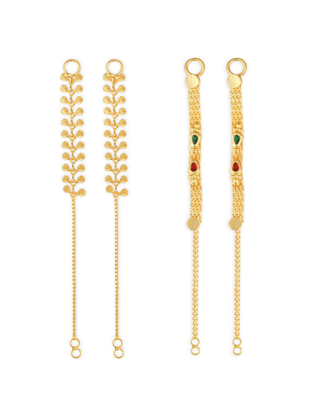 Vighnaharta Set Of 2 Gold-Plated Stone Studded Classic Ear Cuff Chains