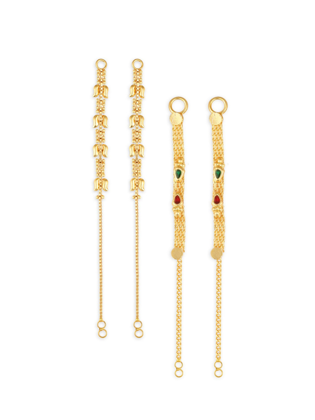 Vighnaharta Set Of 2 Gold-Plated Stone Studded Classic Ear Cuff Chains
