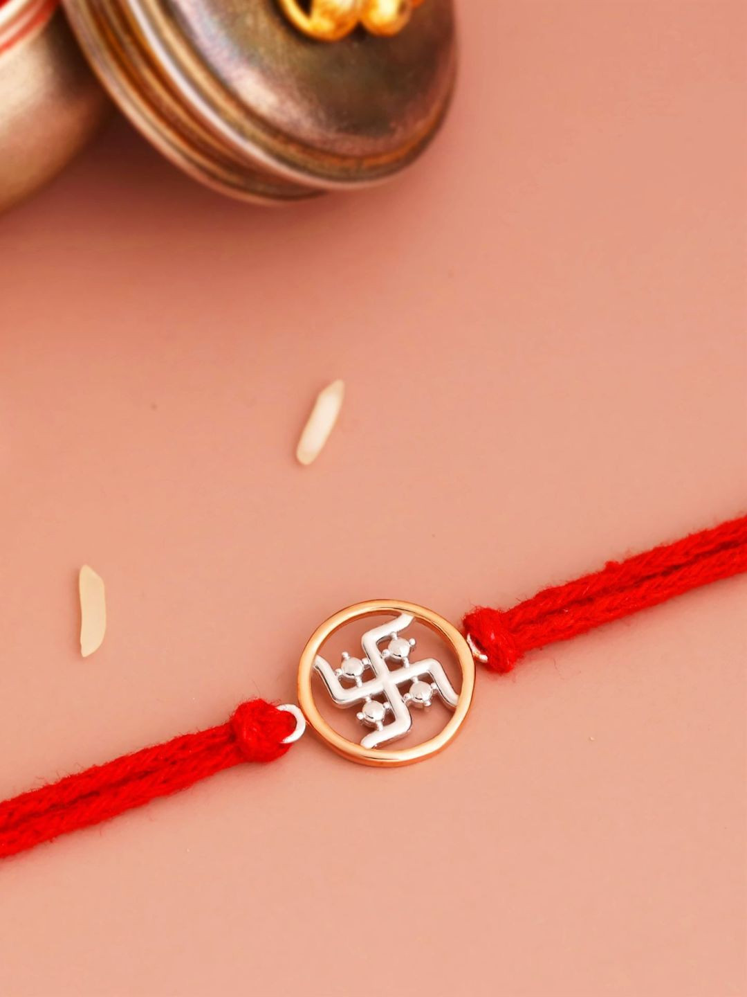 KUBERBOX 92.5 Sterling Silver Charm Detail Rakhi