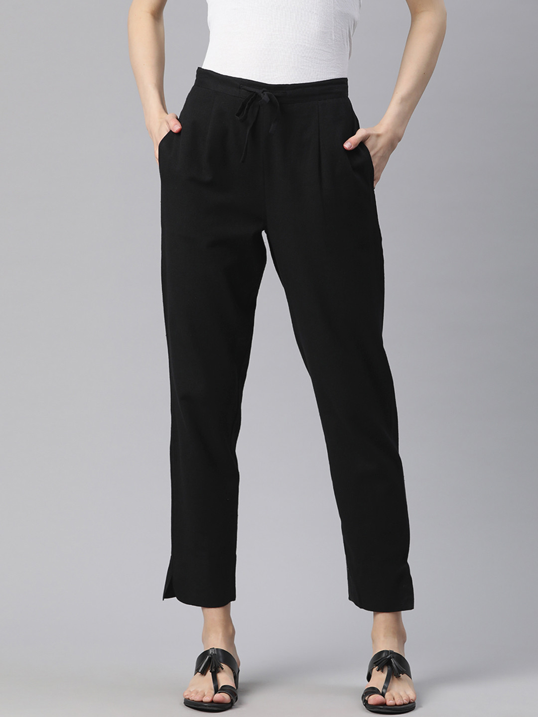 PIROH Women Solid Regular Trousers