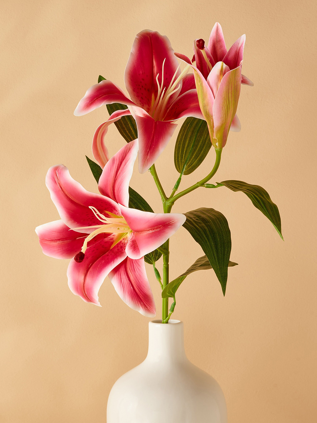Home Centre Pink & Green Tiger Lily Artificial Flower