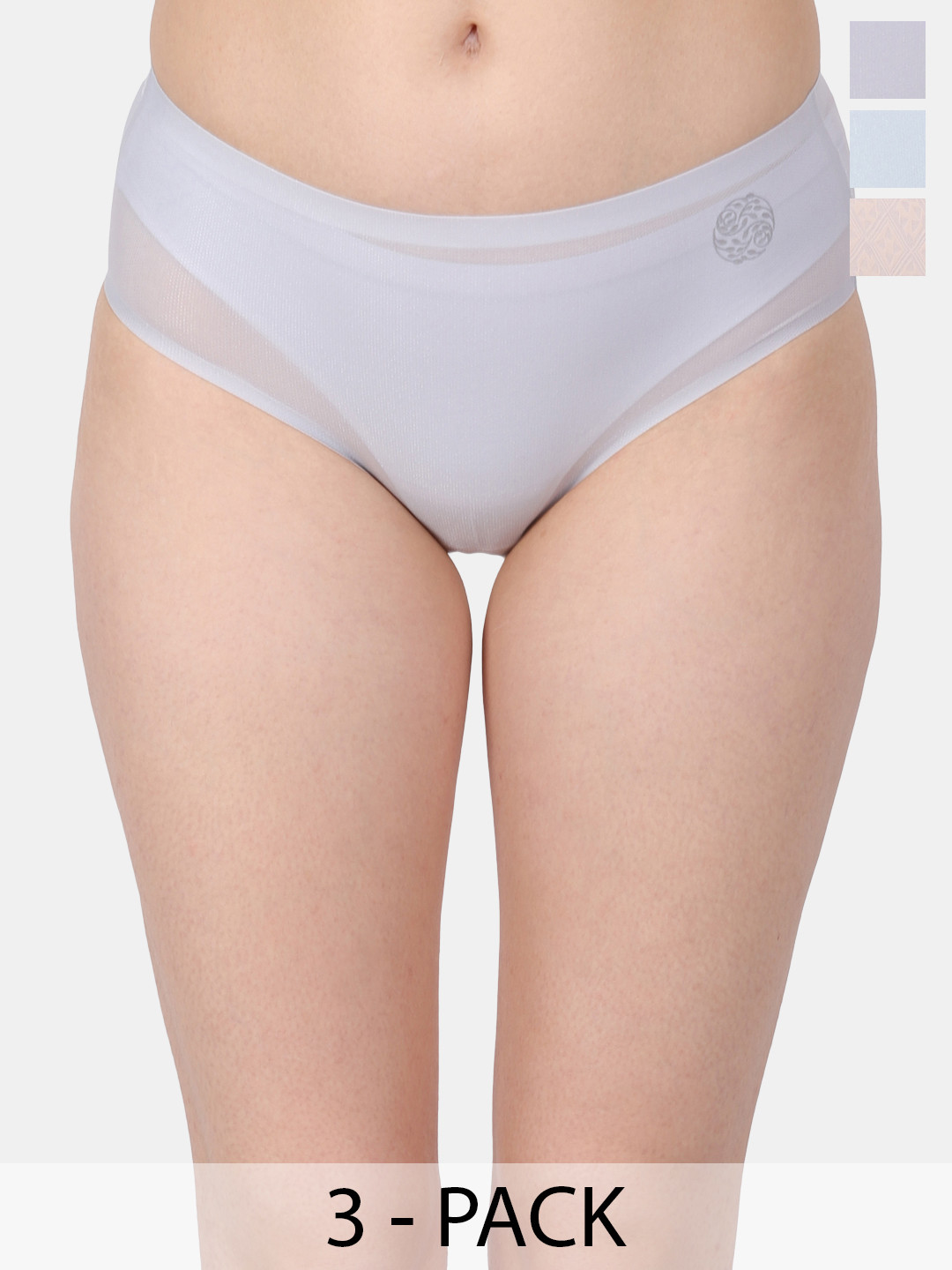 Amour Secret Pack Of 3 Mid-Rise Hipster Briefs P5002N_Gry_Dskn_Blu