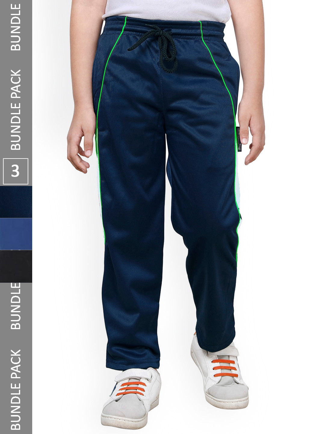 IndiWeaves Boys Side Panelled Mid-Rise Regular Fit Lower Track pants (Pack Of 3)