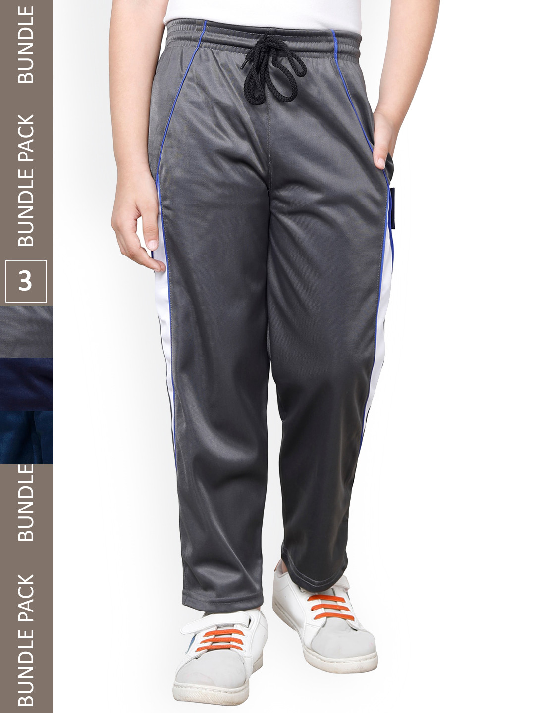 IndiWeaves Boys Panelled Mid-Rise Regular Fit Lower Track pants (Pack Of 3)