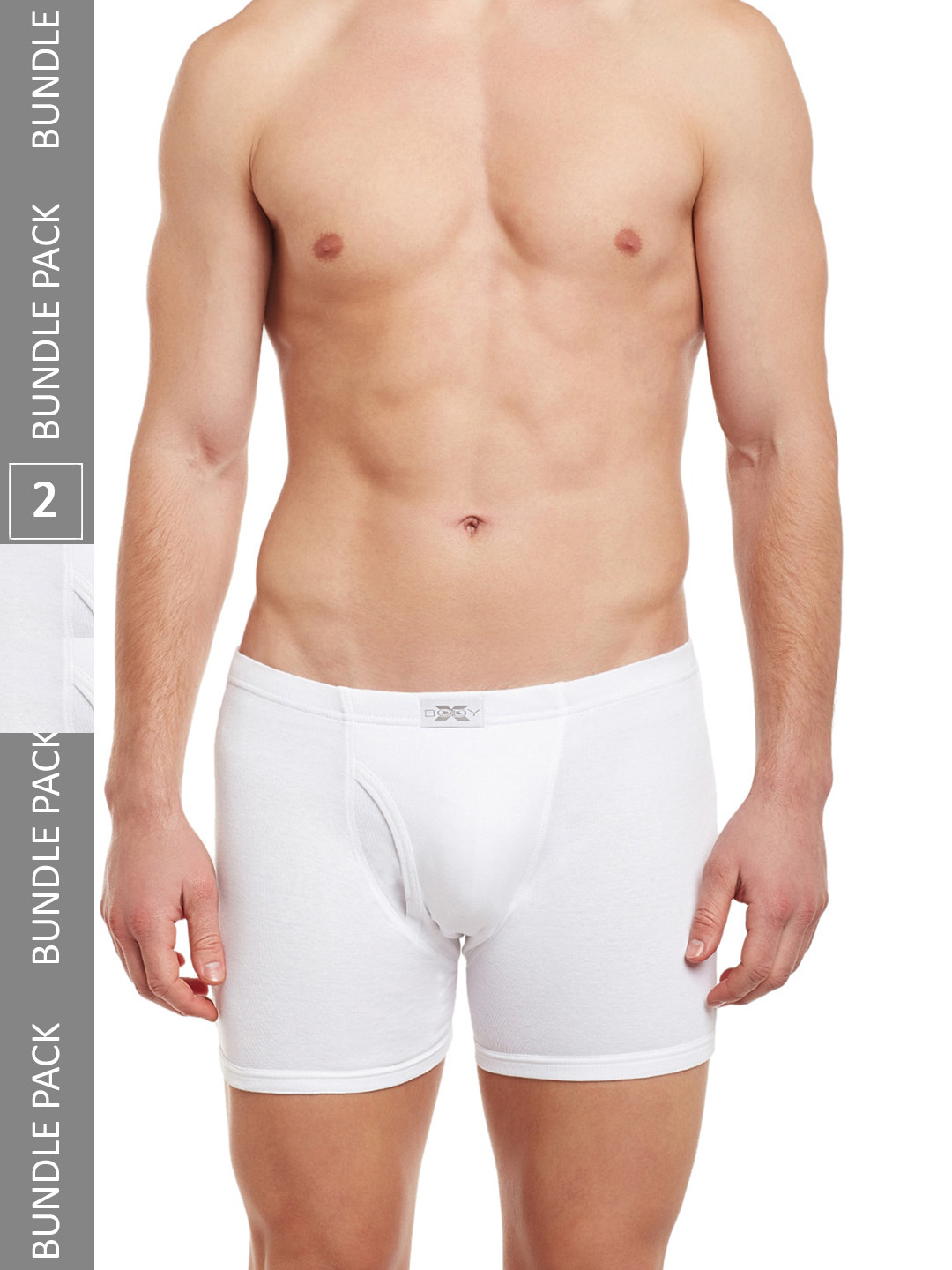 BODYX Men Pack Of 2 Mid-Rise Pure Combed Cotton Trunks BX19T-W-2-L