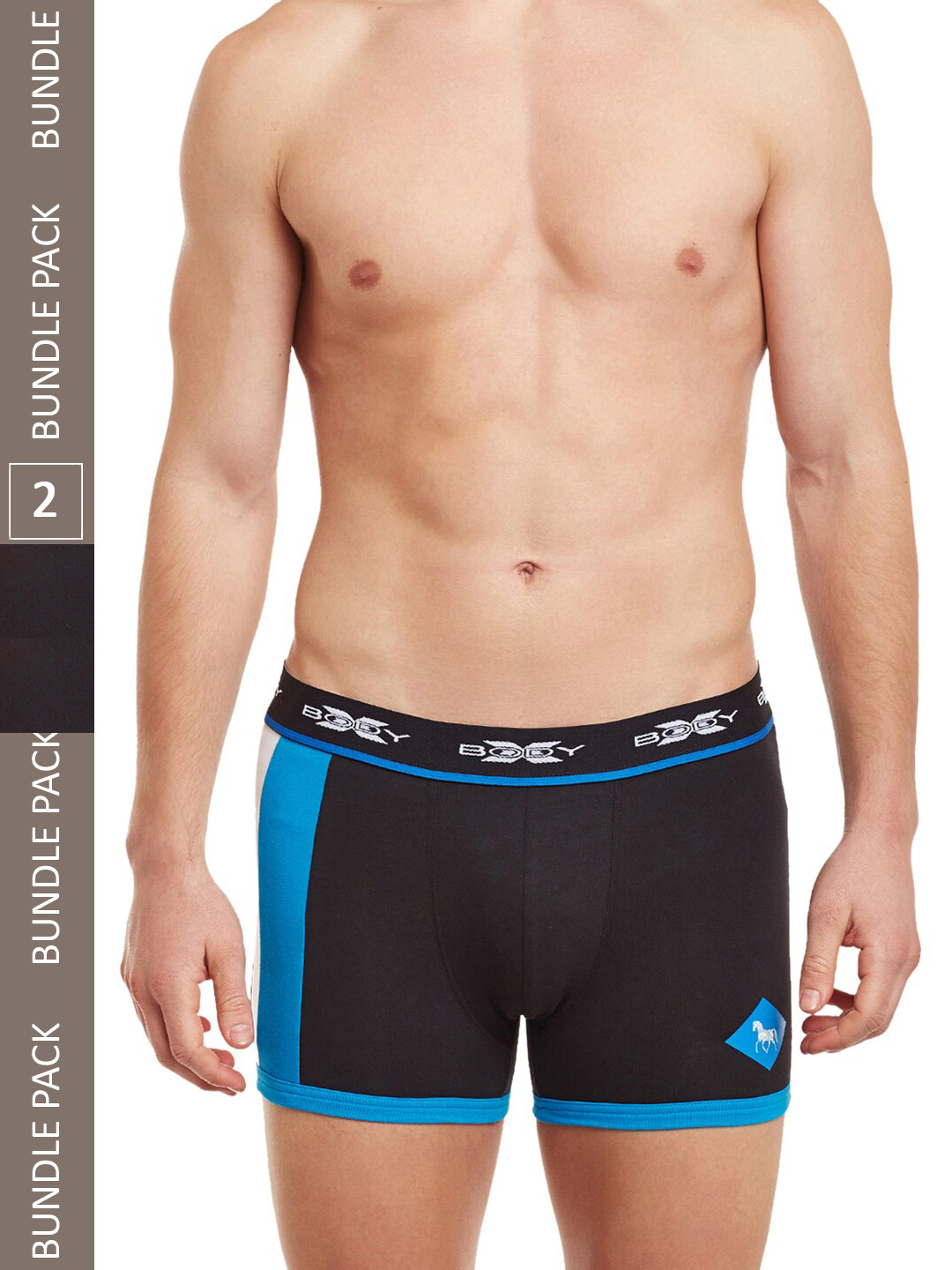 BODYX Pack Of 2 Colourblocked Cotton Trunks BX02T-Navy Blue-2PCS-S