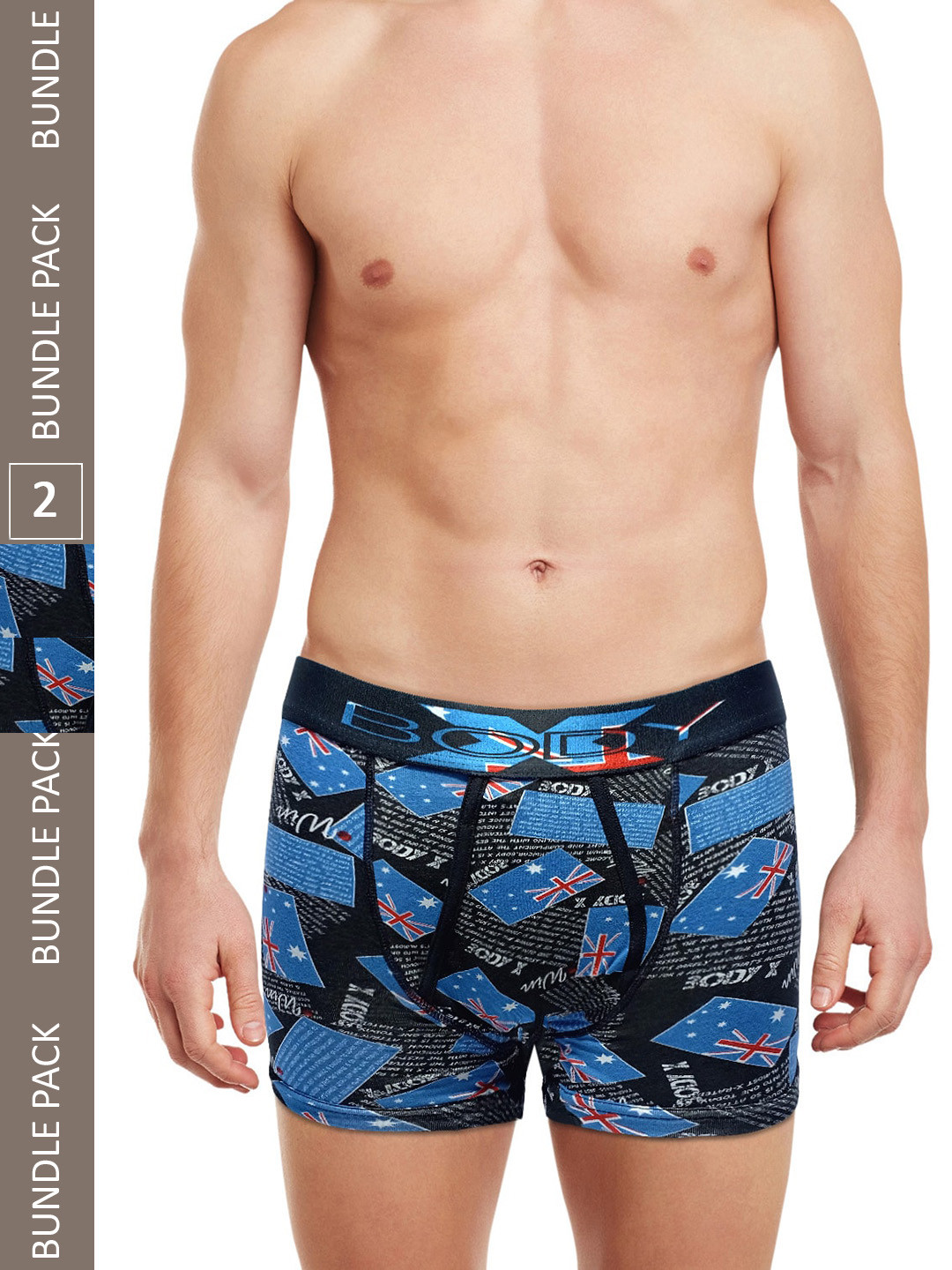 BODYX Men Pack Of 2 Mid-Rise Printed Cotton Trunks BX01T-Print6-2PCS-XL
