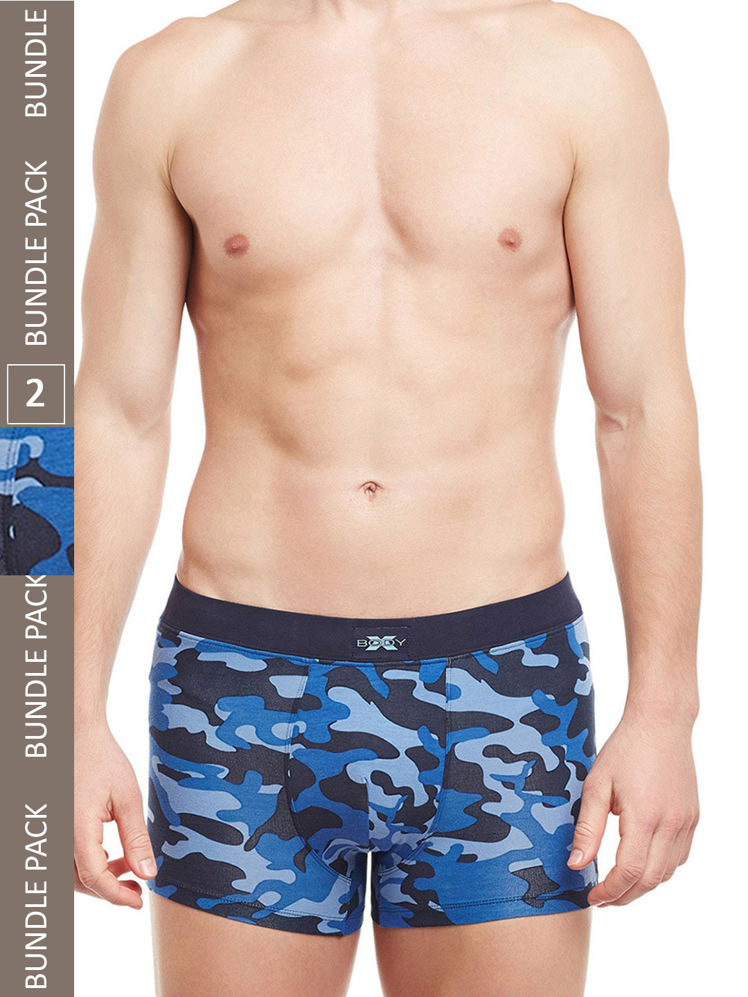 BODYX Pack Of 2 Printed Cotton Antimicrobial Trunks BX06T-Camo-PRT-2PCS-S