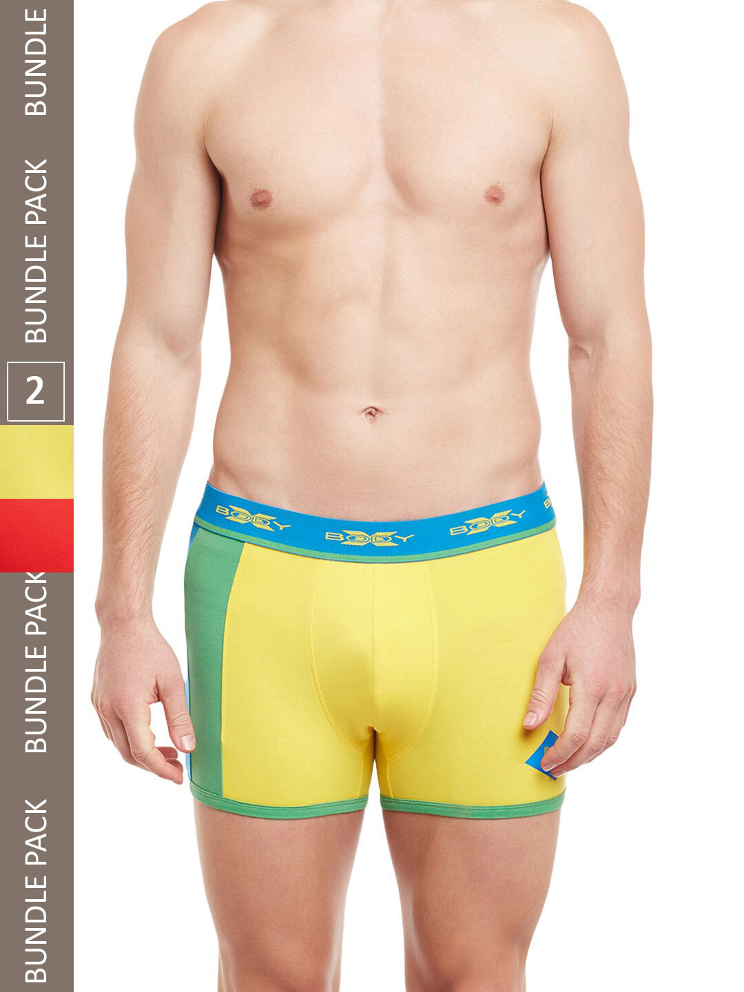 BODYX Pack Of 2 Colourblocked Pure Cotton Trunks BX02T-V.YELRE-2-S