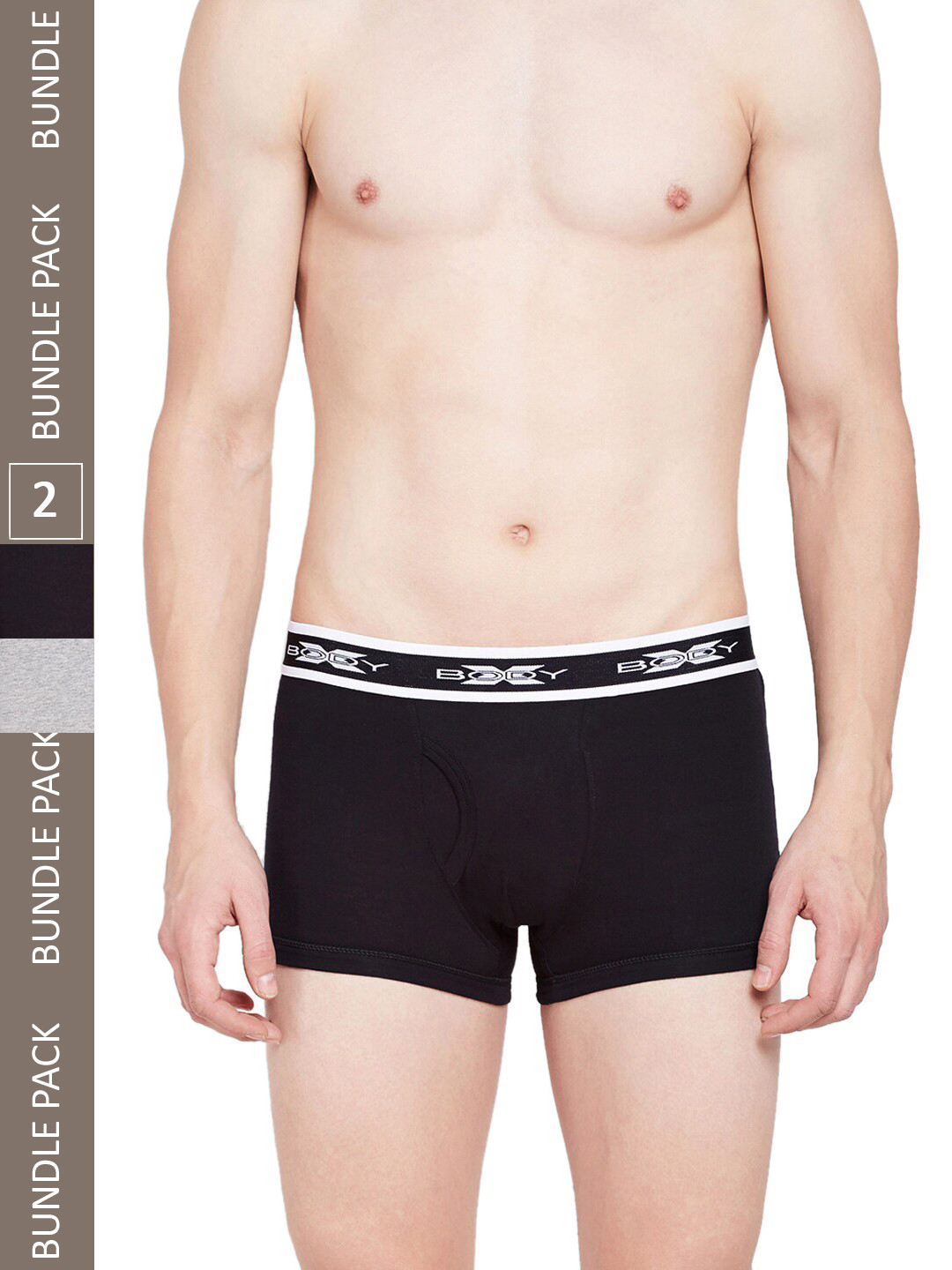 BODYX Pack Of 2 Ultra Soft Breathable Cotton Trunks BX20T-BKGRE-2-S