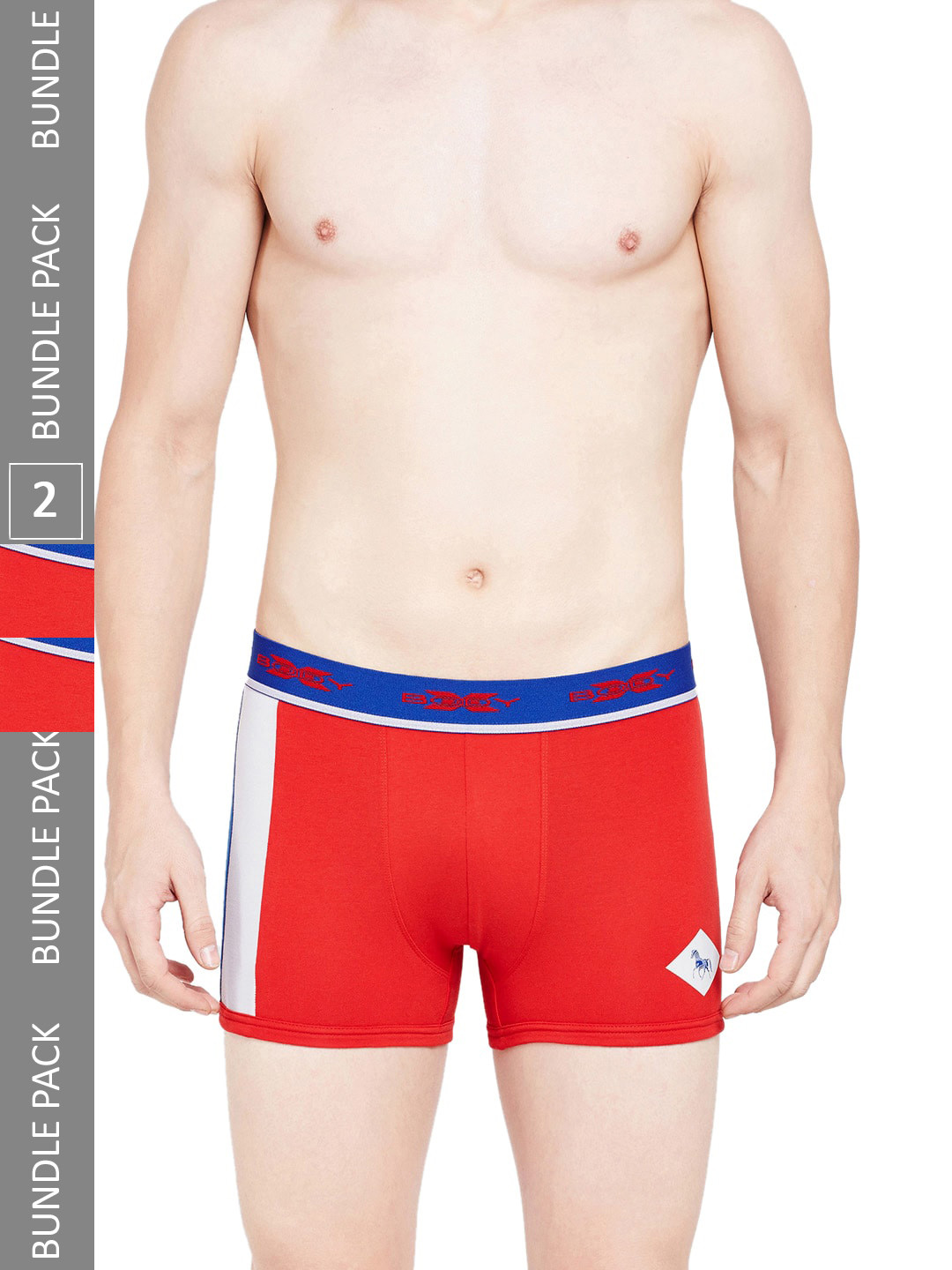 BODYX Pack Of 2 Cotton Trunks BX02T-RED-2PCS-S